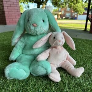 TY Beanie Buddies Hippity Bunny Rabbit Easter Lovey Plush 1998 Spring Mint Green